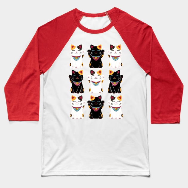 Lucky Cats Baseball T-Shirt by Serena Archetti